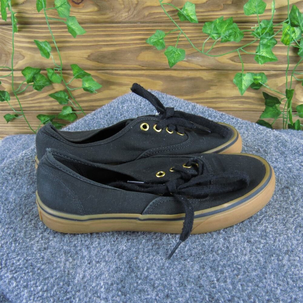 Vans Women's Gold Eyelets Sneaker Black Fabric Sz Medium